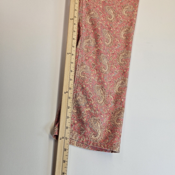 Vintage APRIL CORNELL Bib Overalls PINK FLORAL PAISLEY Cotton Blend Denim Small - Picture 7 of 9